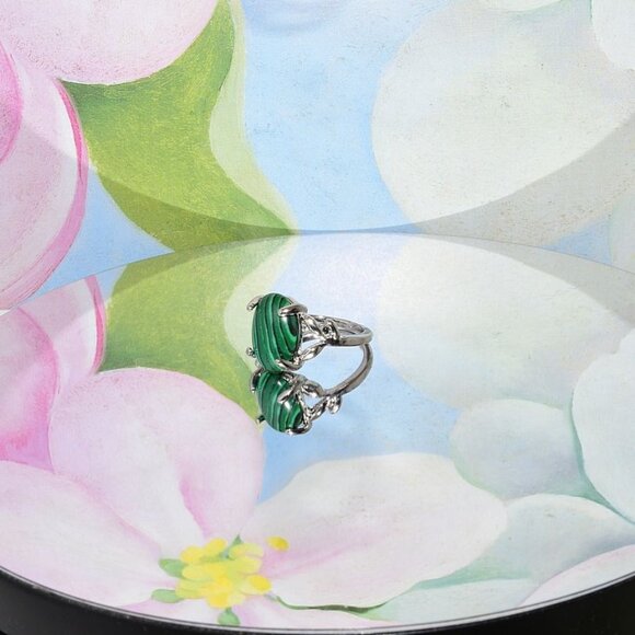 Ayla Artiste Oval Green Malachite Silver Ring Womens Size 7 Gift Boxed - Picture 4 of 8